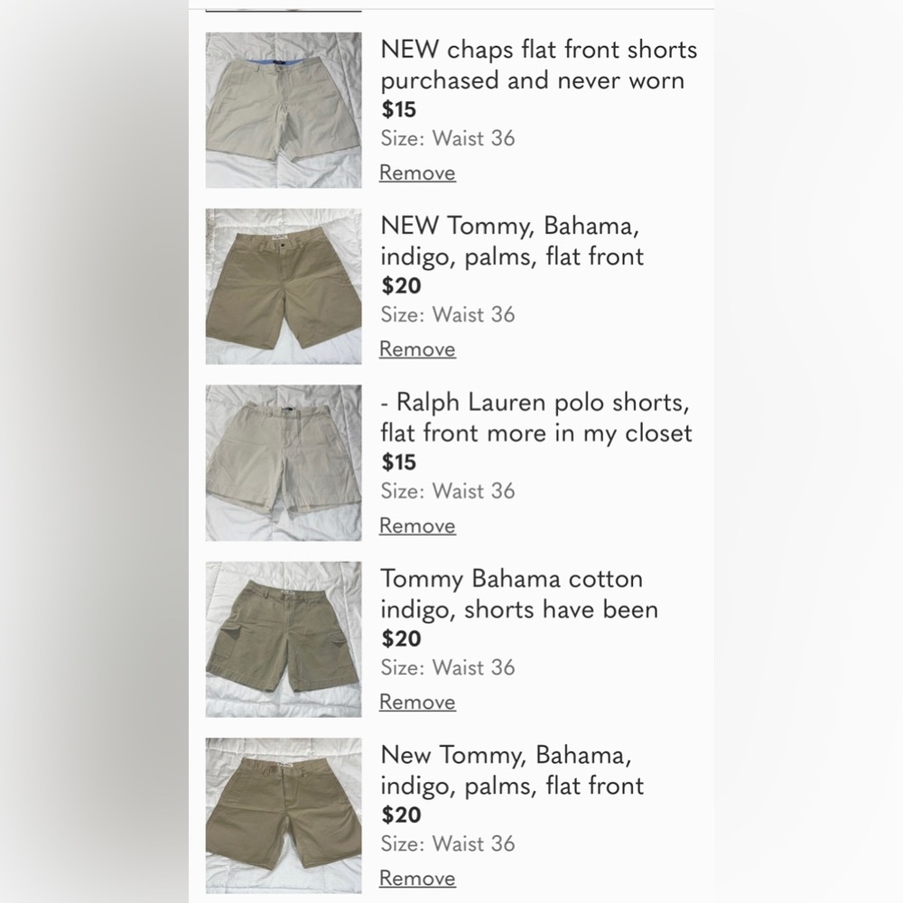 Men khaki shorts price is firm please look in closet for listings w pics